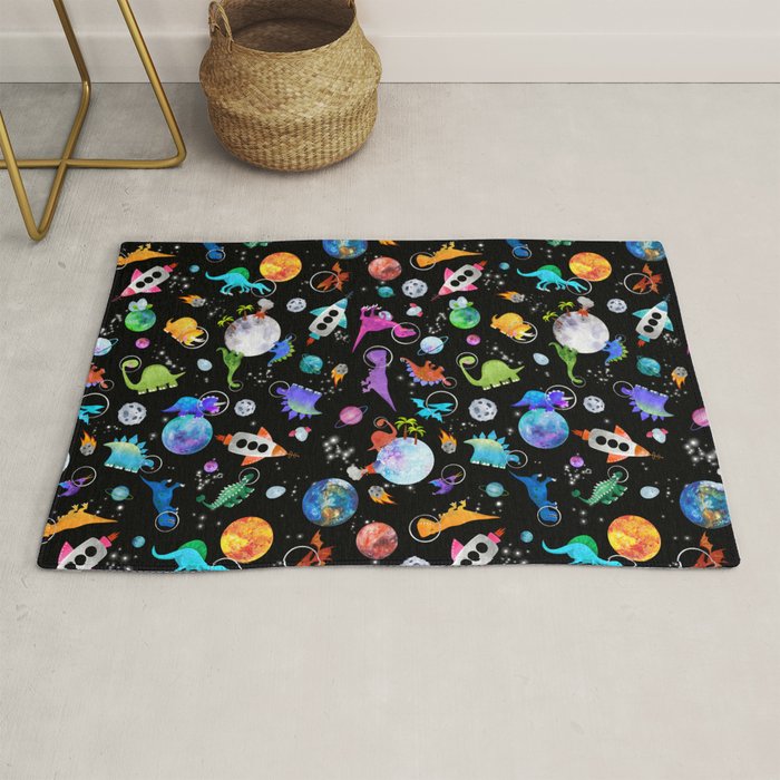 Dinosaur Astronauts In Outer Space Rug Gallery Image 1