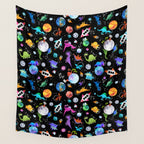Dinosaur Astronauts In Outer Space Wall Tapestry Gallery Image 4
