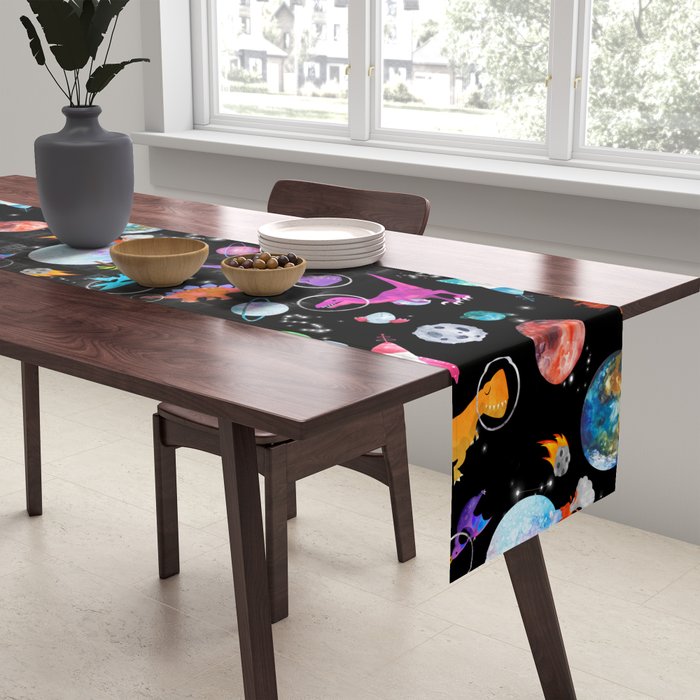 Dinosaur Astronauts In Outer Space Table Runner Gallery Image 2