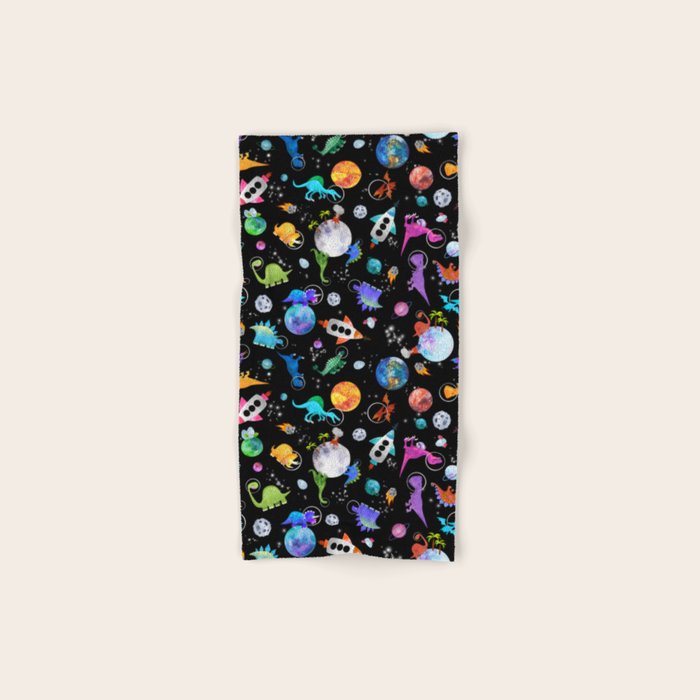 Dinosaur Astronauts In Outer Space Bath Towel Gallery Image 1