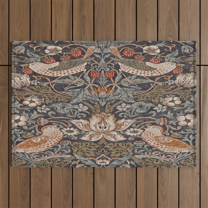 Strawberry thief, William Morris  Outdoor Rug Gallery Image 1