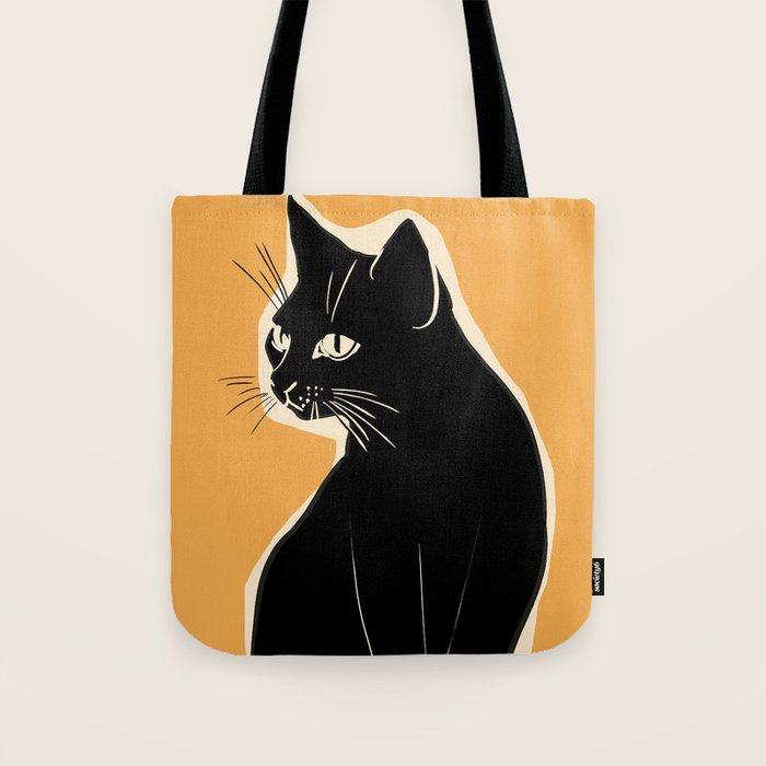 Minimalist Black Cat 3 Tote Bag Gallery Image 1