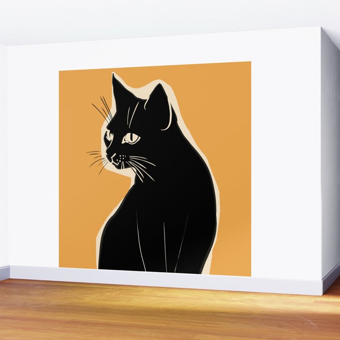 Minimalist Black Cat 3 Wall Mural Gallery Image 2