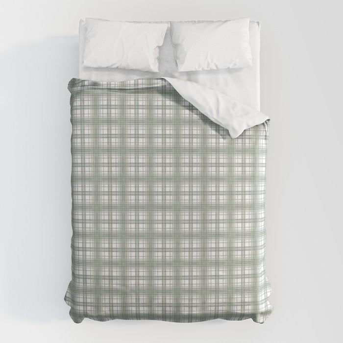 Sage Green and Gray Plaid Duvet Cover Gallery Image 1