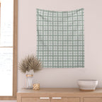 Sage Green and Gray Plaid Wall Tapestry Gallery Image 2