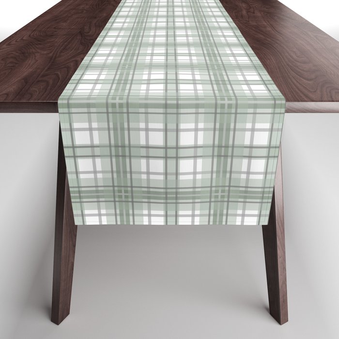 Sage Green and Gray Plaid Table Runner Gallery Image 1