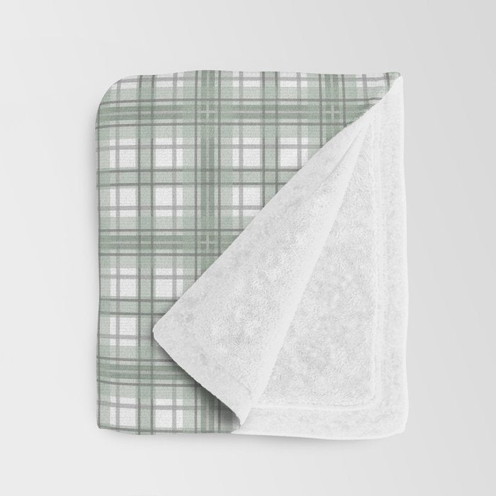Sage Green and Gray Plaid Throw Blanket Gallery Image 3
