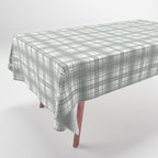 Sage Green and Gray Plaid Tablecloth Gallery Image 1