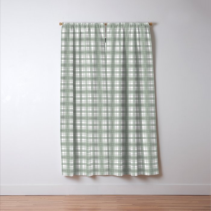 Sage Green and Gray Plaid Window Curtain Gallery Image 3