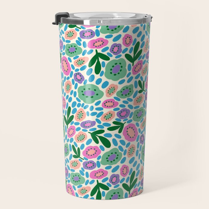 Colorful Cute Floral Travel Mug Gallery Image 3