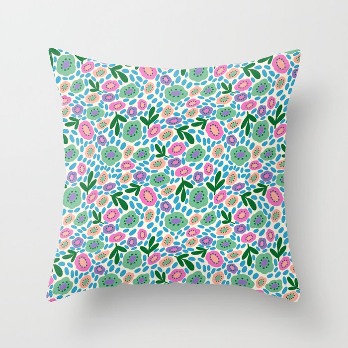 Colorful Cute Floral Throw Pillow Gallery Image 6
