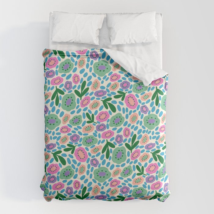 Colorful Cute Floral Duvet Cover Gallery Image 1