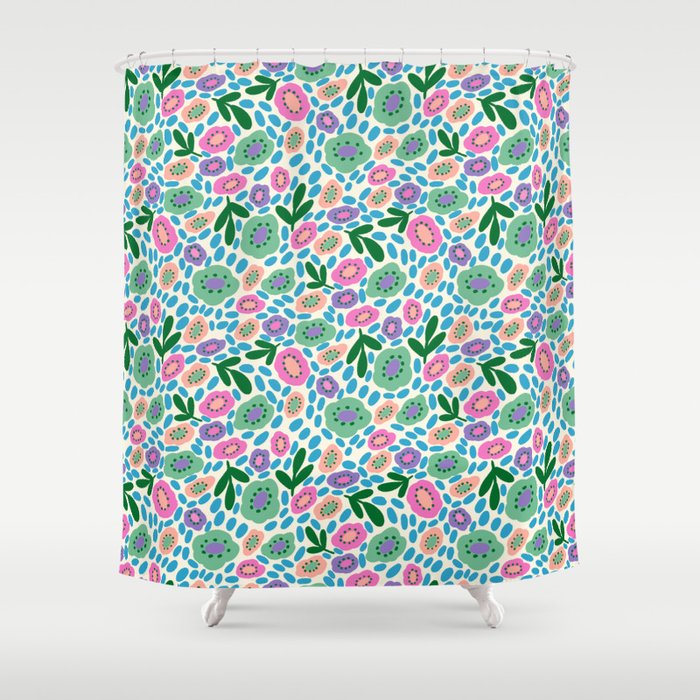 Colorful Cute Floral Shower Curtain Gallery Image 1