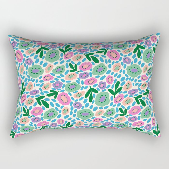 Colorful Cute Floral Rectangular Pillow Gallery Image 2