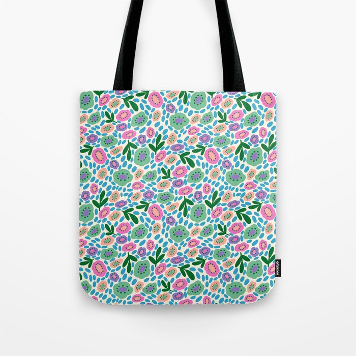 Colorful Cute Floral Tote Bag Gallery Image 1