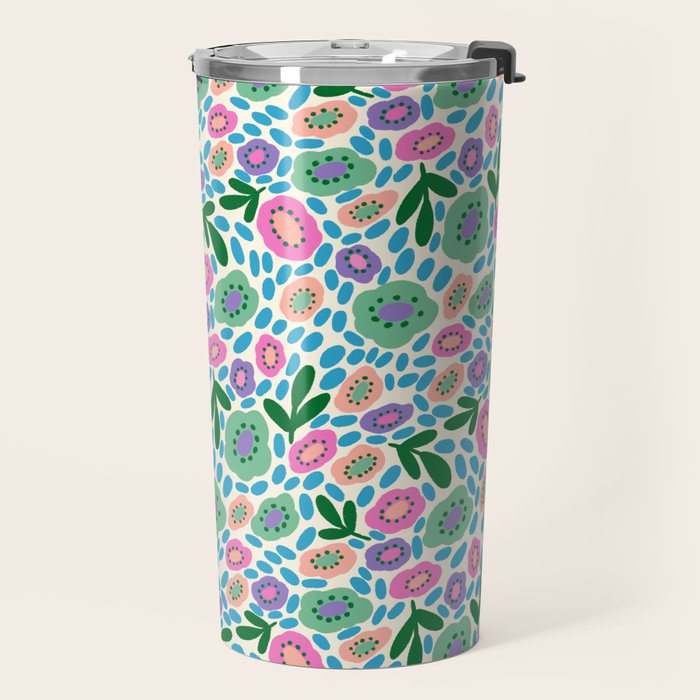 Colorful Cute Floral Travel Mug Gallery Image 2