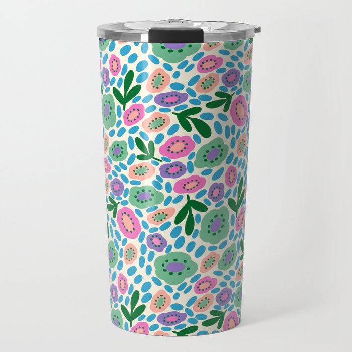 Colorful Cute Floral Travel Mug Gallery Image 1