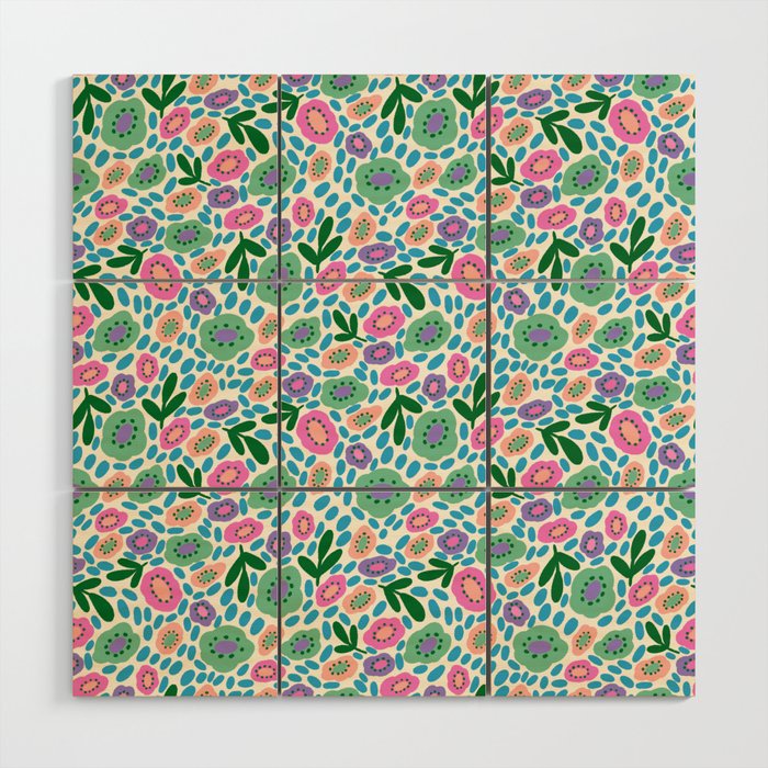 Colorful Cute Floral Wood Wall Art Gallery Image 1