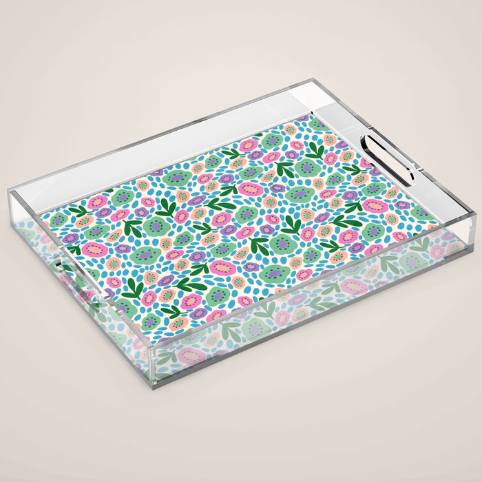 Colorful Cute Floral Acrylic Tray Gallery Image 1