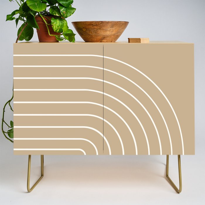 Minimal Arch LVI Neutral Tan Modern Geometric Lines Credenza Gallery Image 1