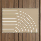 Minimal Arch LVI Neutral Tan Modern Geometric Lines Outdoor Rug Gallery Image 1