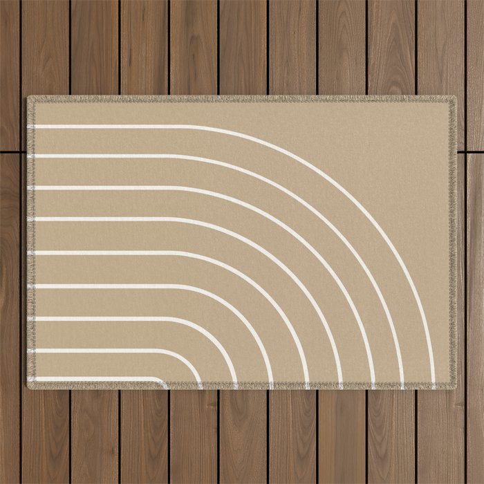 Minimal Arch LVI Neutral Tan Modern Geometric Lines Outdoor Rug Gallery Image 1