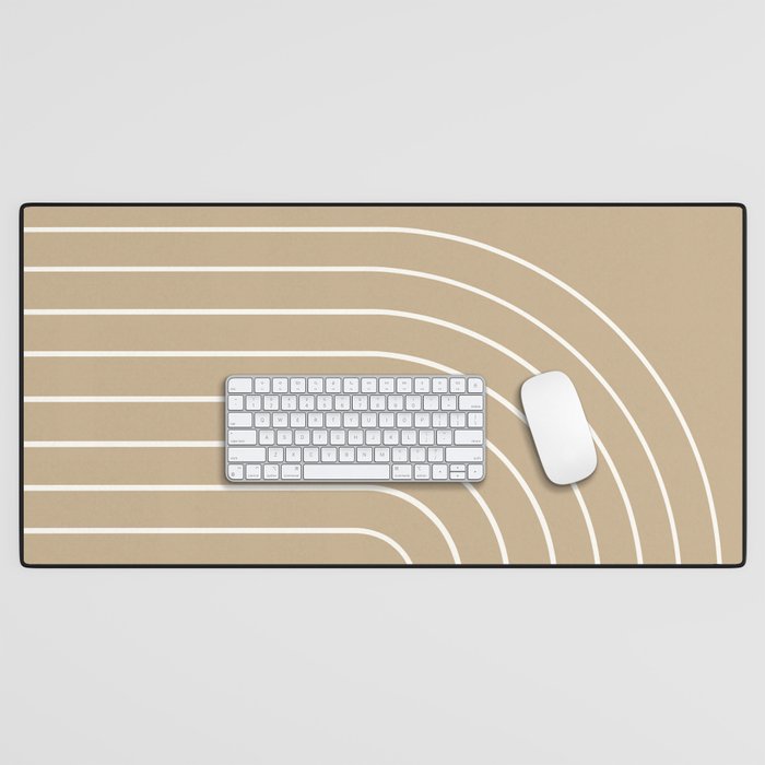 Minimal Arch LVI Neutral Tan Modern Geometric Lines Desk Mat Gallery Image 1