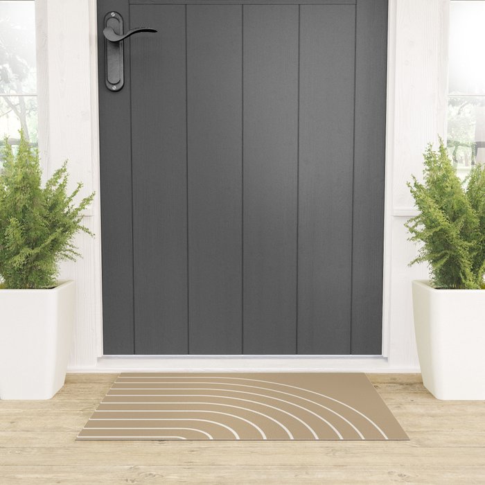 Minimal Arch LVI Neutral Tan Modern Geometric Lines Welcome Mat Gallery Image 3
