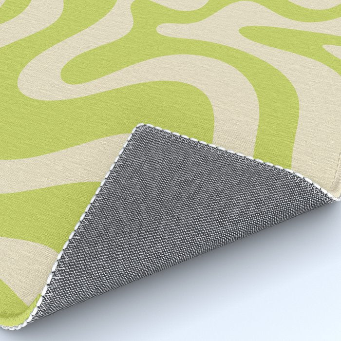Liquid Swirl Retro Abstract Pattern 4 in Light Lime Linden Green and Beige Rug Gallery Image 4
