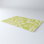 Liquid Swirl Retro Abstract Pattern 4 in Light Lime Linden Green and Beige Rug Gallery Image 3