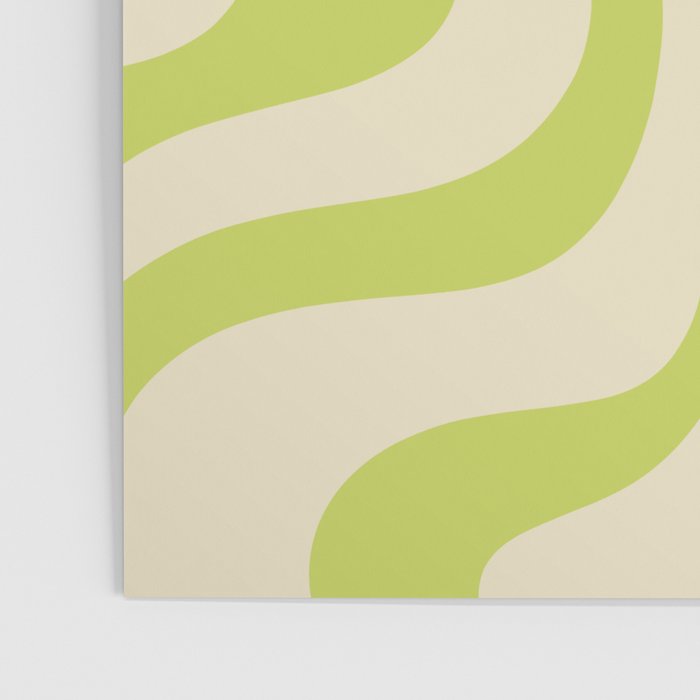 Liquid Swirl Retro Abstract Pattern 4 in Light Lime Linden Green and Beige Poster Gallery Image 3