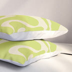 Liquid Swirl Retro Abstract Pattern 4 in Light Lime Linden Green and Beige Pillow Sham Gallery Image 3