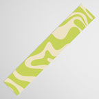Liquid Swirl Retro Abstract Pattern 4 in Light Lime Linden Green and Beige Table Runner Gallery Image 3