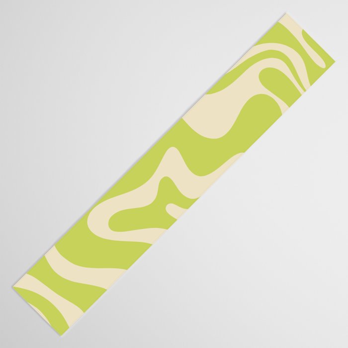 Liquid Swirl Retro Abstract Pattern 4 in Light Lime Linden Green and Beige Table Runner Gallery Image 3
