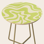Liquid Swirl Retro Abstract Pattern 4 in Light Lime Linden Green and Beige Side Table Gallery Image 2
