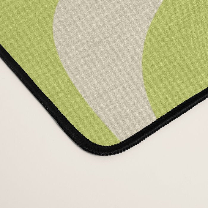 Liquid Swirl Retro Abstract Pattern 4 in Light Lime Linden Green and Beige Desk Mat Gallery Image 4
