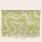 Liquid Swirl Retro Abstract Pattern 4 in Light Lime Linden Green and Beige Wall Hanging Gallery Image 1