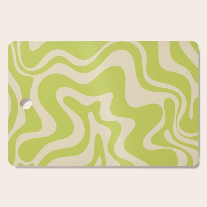 Liquid Swirl Retro Abstract Pattern 4 in Light Lime Linden Green and Beige Cutting Board Gallery Image 1