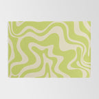 Liquid Swirl Retro Abstract Pattern 4 in Light Lime Linden Green and Beige Rug Gallery Image 2