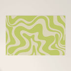 Liquid Swirl Retro Abstract Pattern 4 in Light Lime Linden Green and Beige Welcome Mat Gallery Image 1