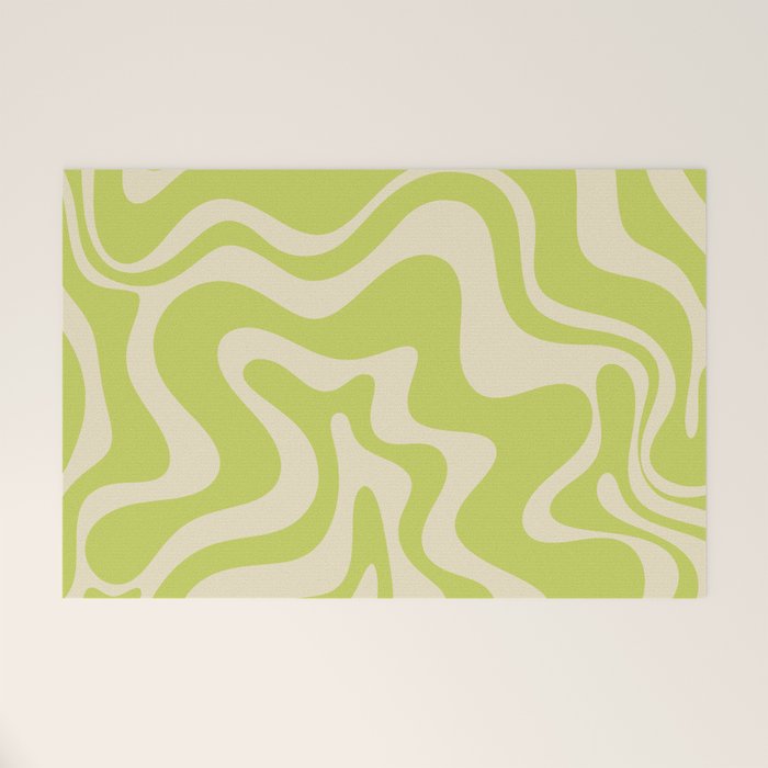 Liquid Swirl Retro Abstract Pattern 4 in Light Lime Linden Green and Beige Welcome Mat Gallery Image 1