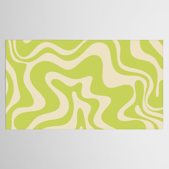 Liquid Swirl Retro Abstract Pattern 4 in Light Lime Linden Green and Beige Tablecloth Gallery Image 2
