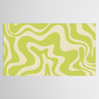 Liquid Swirl Retro Abstract Pattern 4 in Light Lime Linden Green and Beige Tablecloth Gallery Image 2