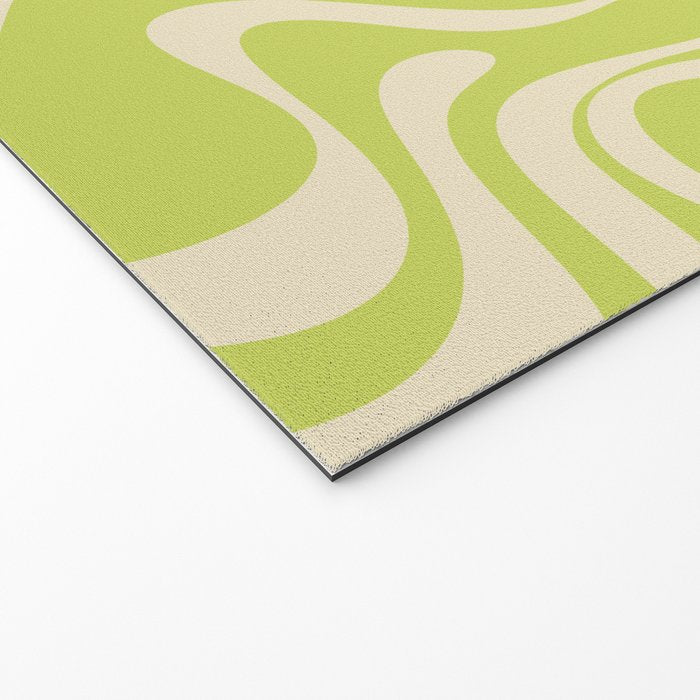 Liquid Swirl Retro Abstract Pattern 4 in Light Lime Linden Green and Beige Welcome Mat Gallery Image 2