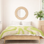 Liquid Swirl Retro Abstract Pattern 4 in Light Lime Linden Green and Beige Duvet Cover Gallery Image 3
