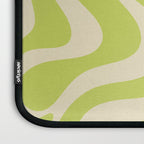 Liquid Swirl Retro Abstract Pattern 4 in Light Lime Linden Green and Beige Laptop Sleeve Gallery Image 3
