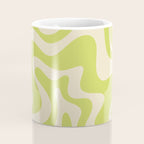 Liquid Swirl Retro Abstract Pattern 4 in Light Lime Linden Green and Beige Coffee Mug Gallery Image 4