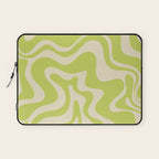Liquid Swirl Retro Abstract Pattern 4 in Light Lime Linden Green and Beige Laptop Sleeve Gallery Image 1