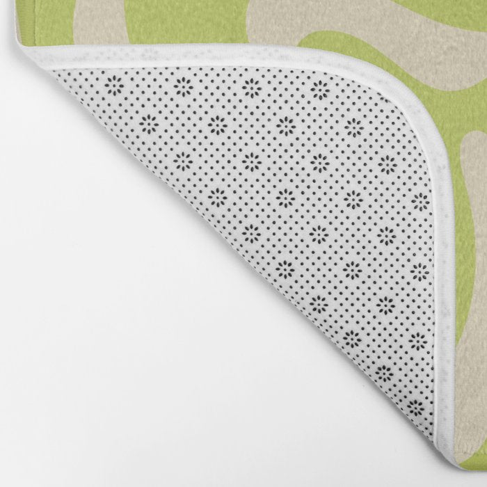 Liquid Swirl Retro Abstract Pattern 4 in Light Lime Linden Green and Beige Bath Mat Gallery Image 2