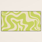 Liquid Swirl Retro Abstract Pattern 4 in Light Lime Linden Green and Beige Desk Mat Gallery Image 3